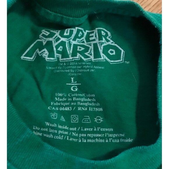 Super Mario Donkey Kong Luigi Green Graphic Print T-Shirt Short Sleve Youth Lrg - Picture 3 of 5